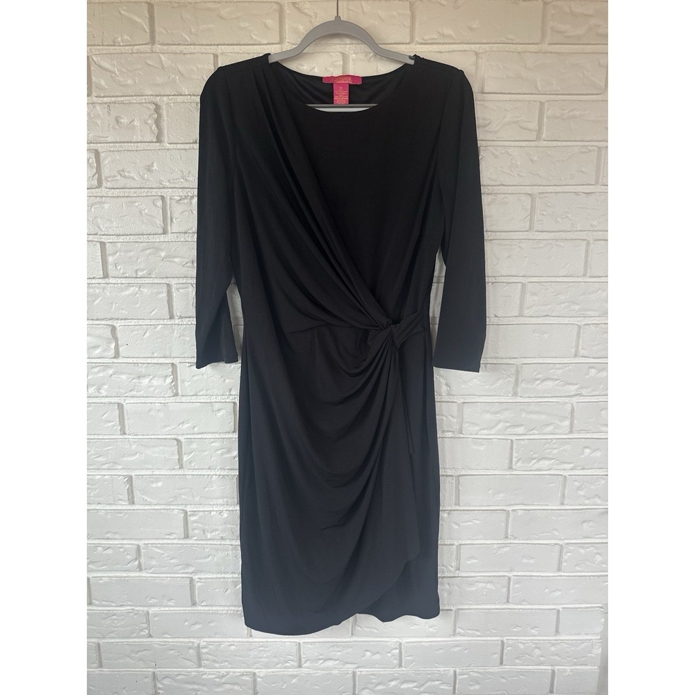 Catherine Malandrino Catherine Black Ruched Sheath‎ Dress XL Cocktail Midi
